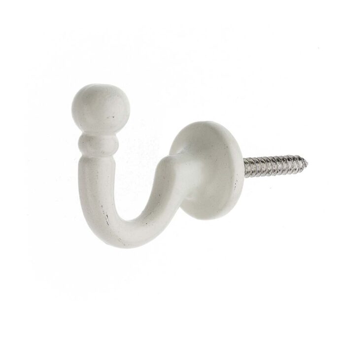 Ball Tie Back Hooks in White