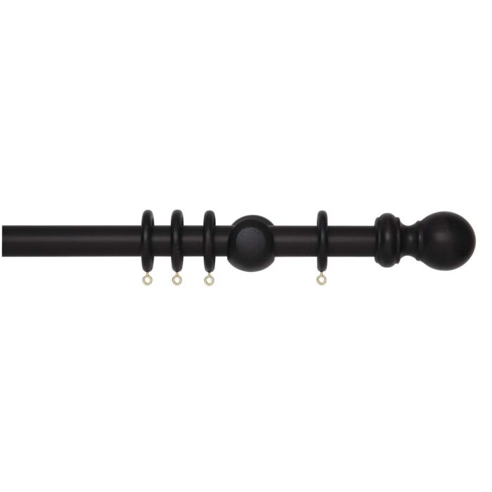 28mm Woodline Curtain Pole in Black - Image 2